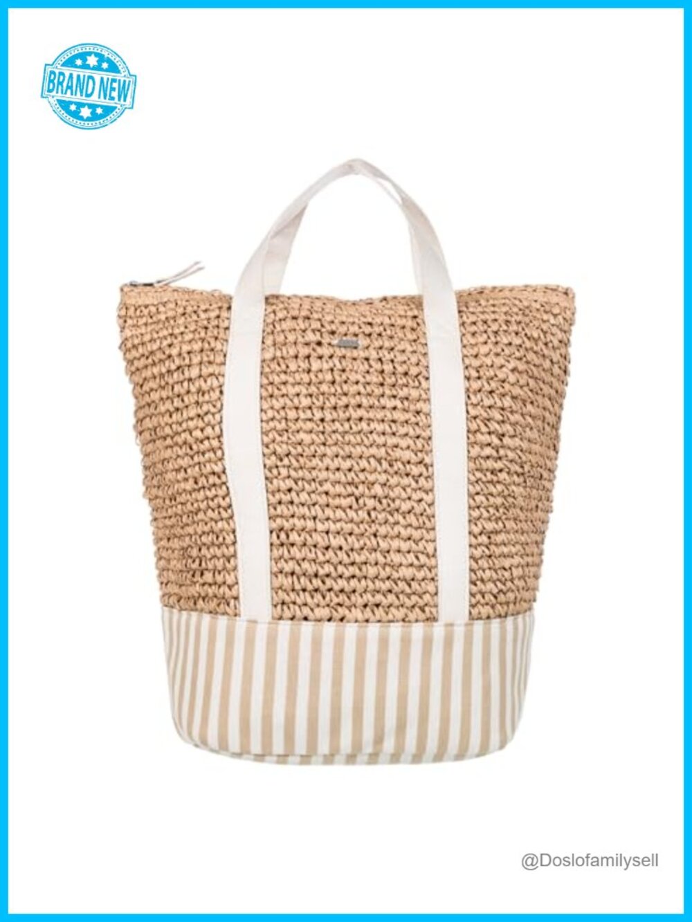 Roxy Straw Canvas Convertible Backpack Tote Bag Lightweight Beach Travel